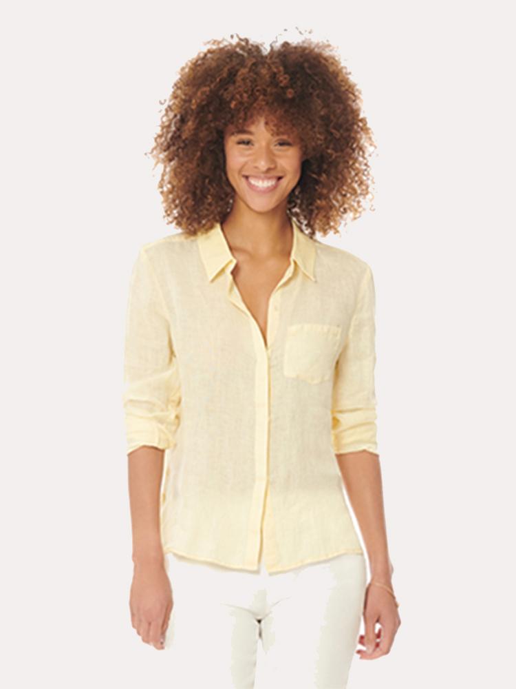 Ecru Streep Washed Linen Shirt - Saint Bernard