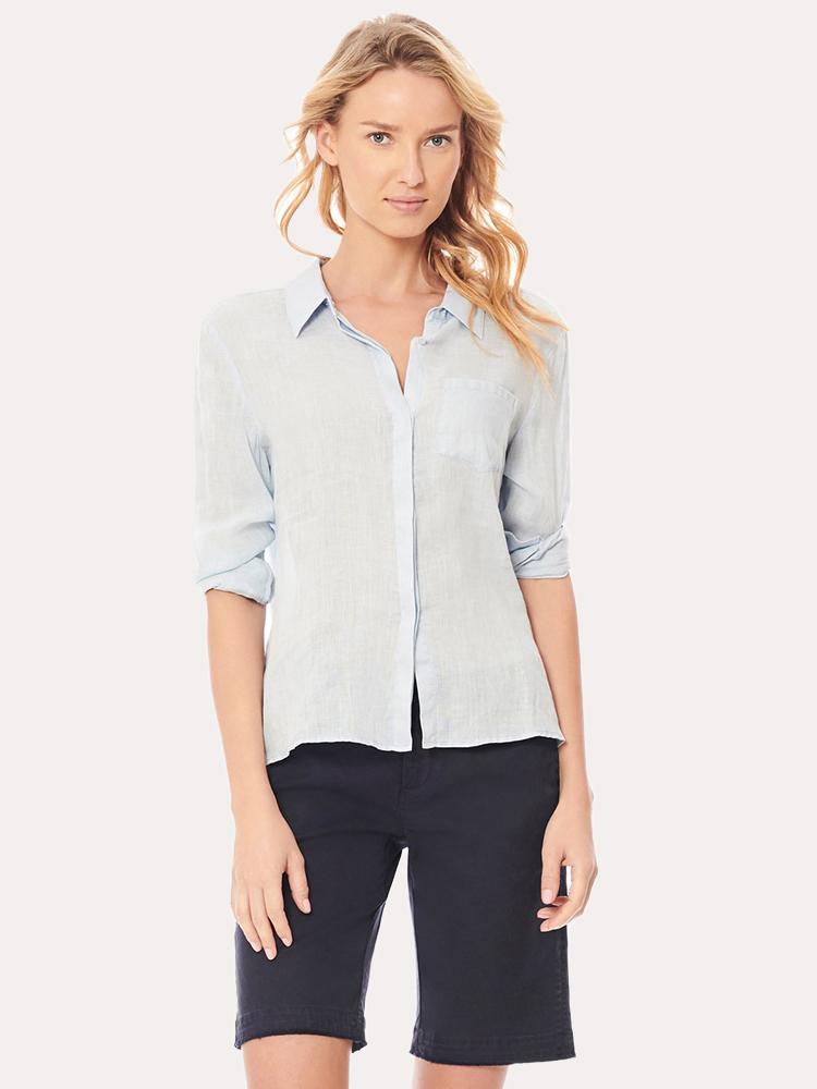 Ecru Streep Washed Linen Shirt - Saint Bernard