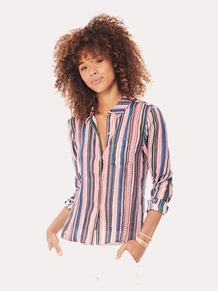 Ecru Streep Washed Linen Shirt - Saint Bernard