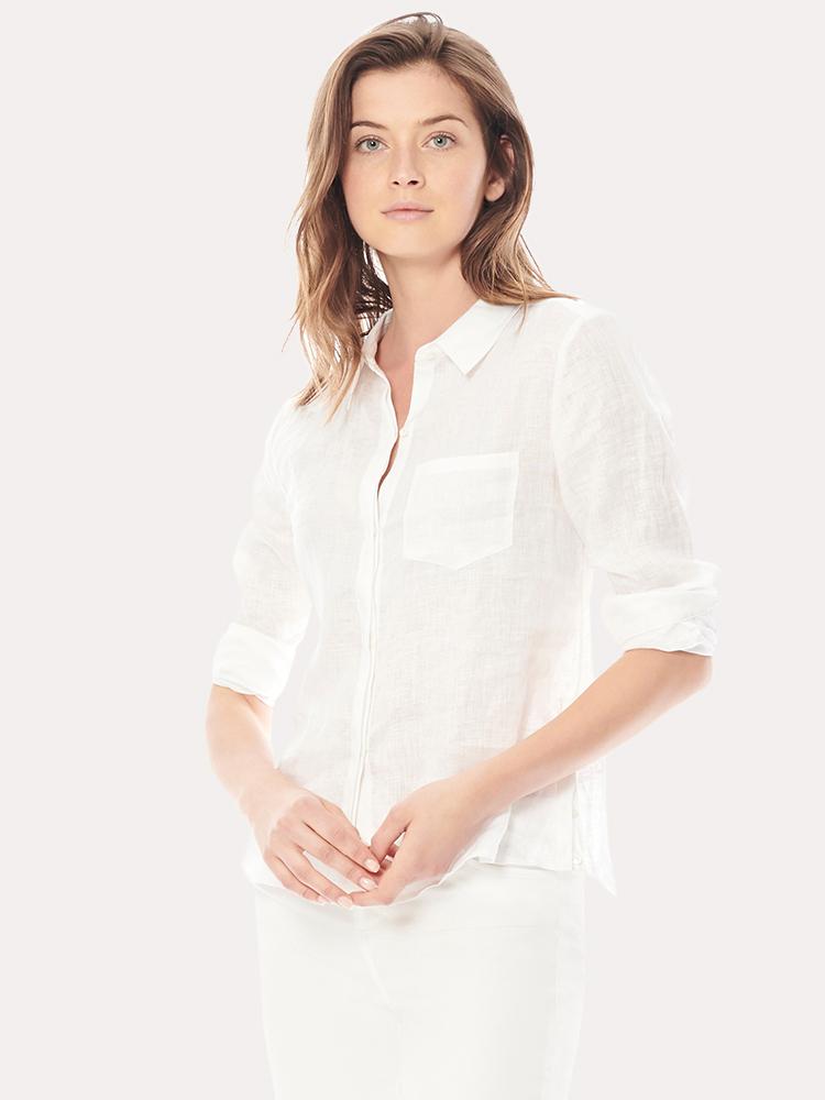Ecru Streep Washed Linen Shirt - Saint Bernard