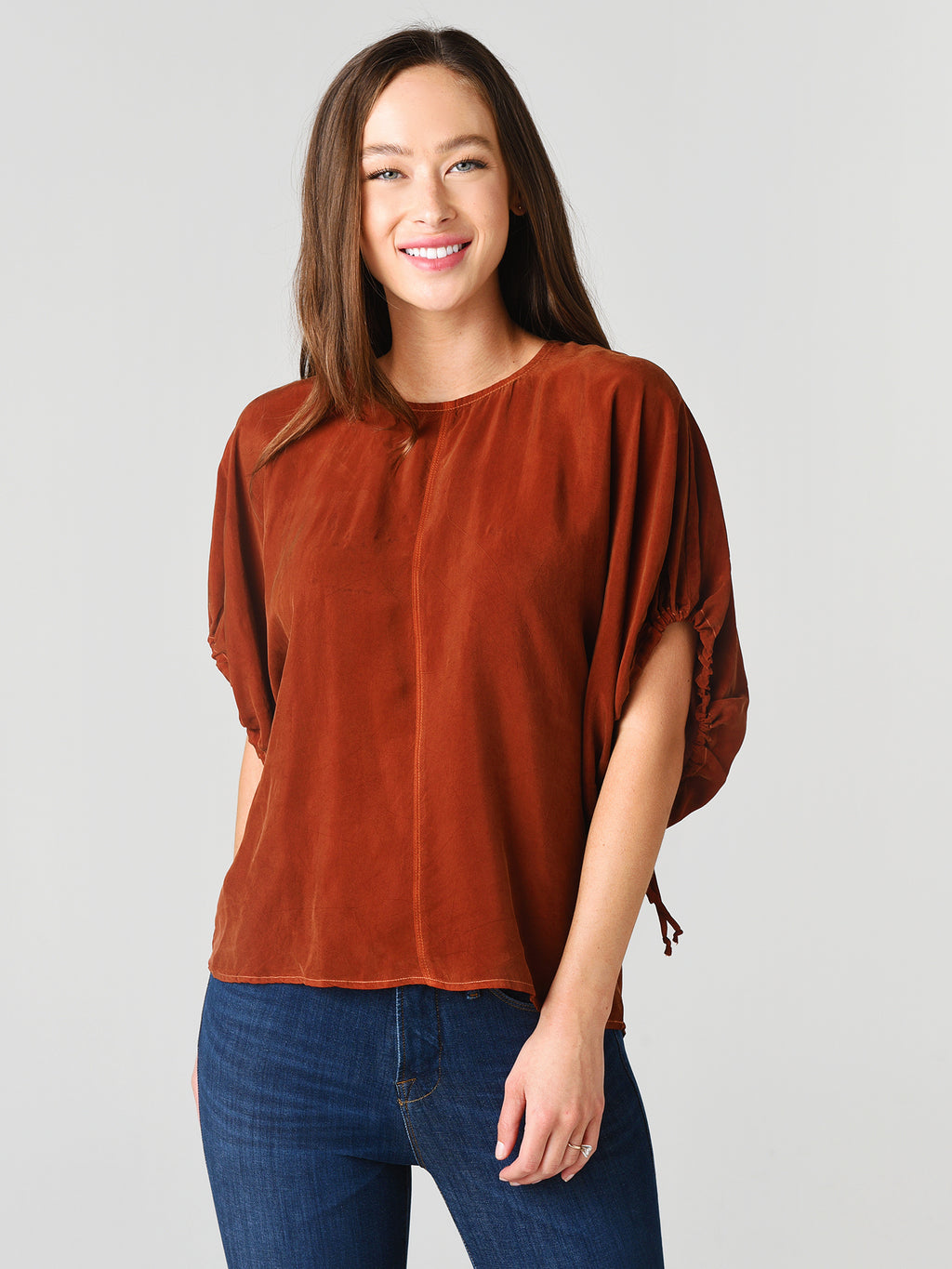 Stateside Cupro Peasant Top - Saint Bernard
