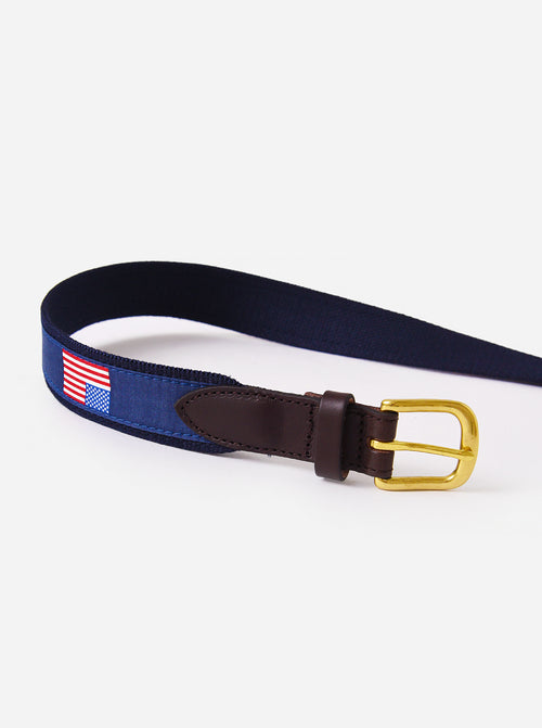 Vineyard Vines Boys' American Flag Canvas Club Belt