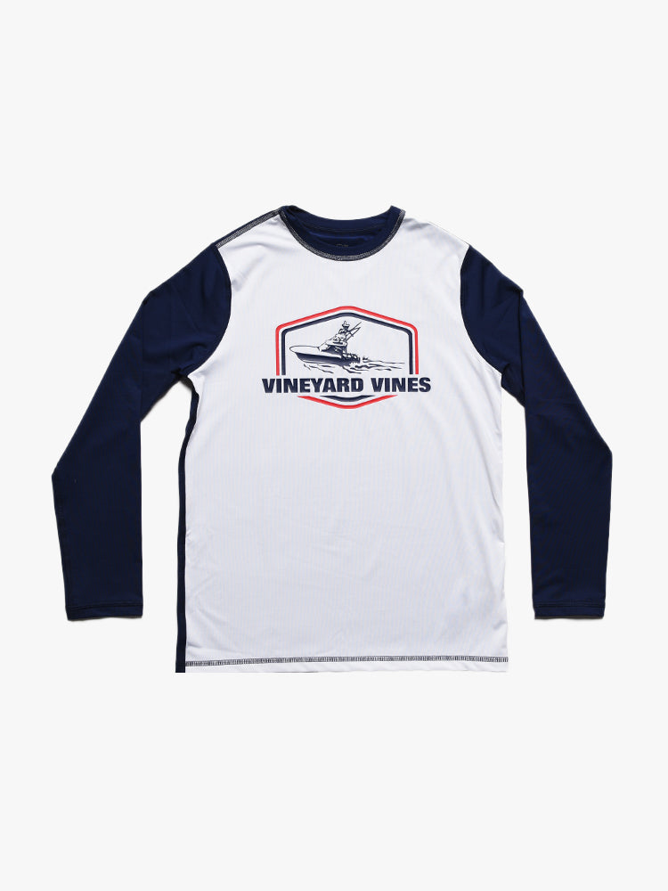 Vineyard Vines Boys’ Sportfisher Patch Long-Sleeve Rash Guard - Saint Bernard