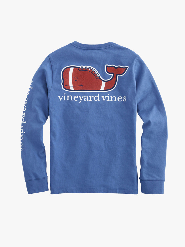 Vineyard Vines Boys Long Sleeve Football Whale Tee - Saint Bernard