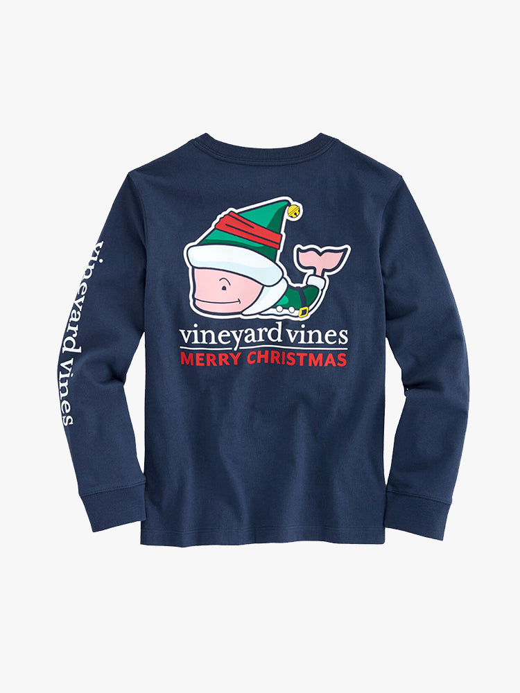Vineyard Vines Boys’ Long Sleeve Elf Whale Pocket T-Shirt - Saint Bernard