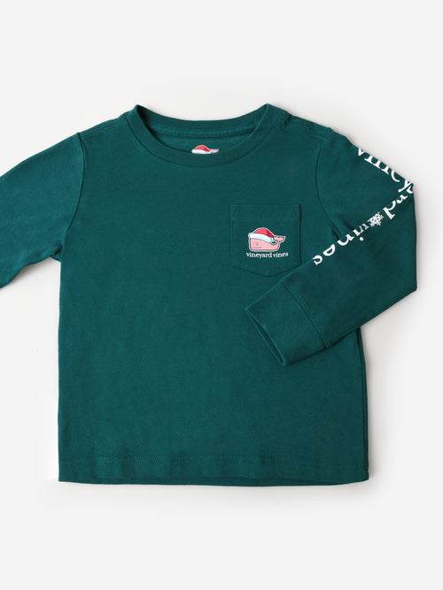 Vineyard Vines Boys' Christmas Whale Long Sleeve Pocket Tee