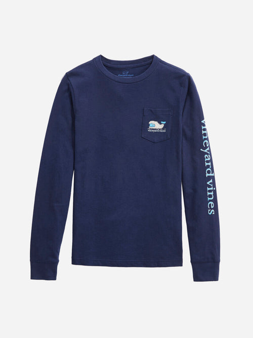 Vineyard Vines Boys' Fuzzy Yeti Whale Long Sleeve Pocket Tee