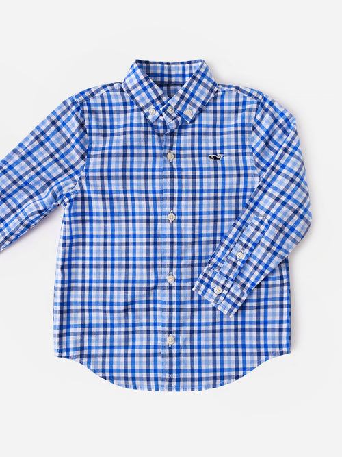 Vineyard Vines Boys' Poplin Whale Shirt