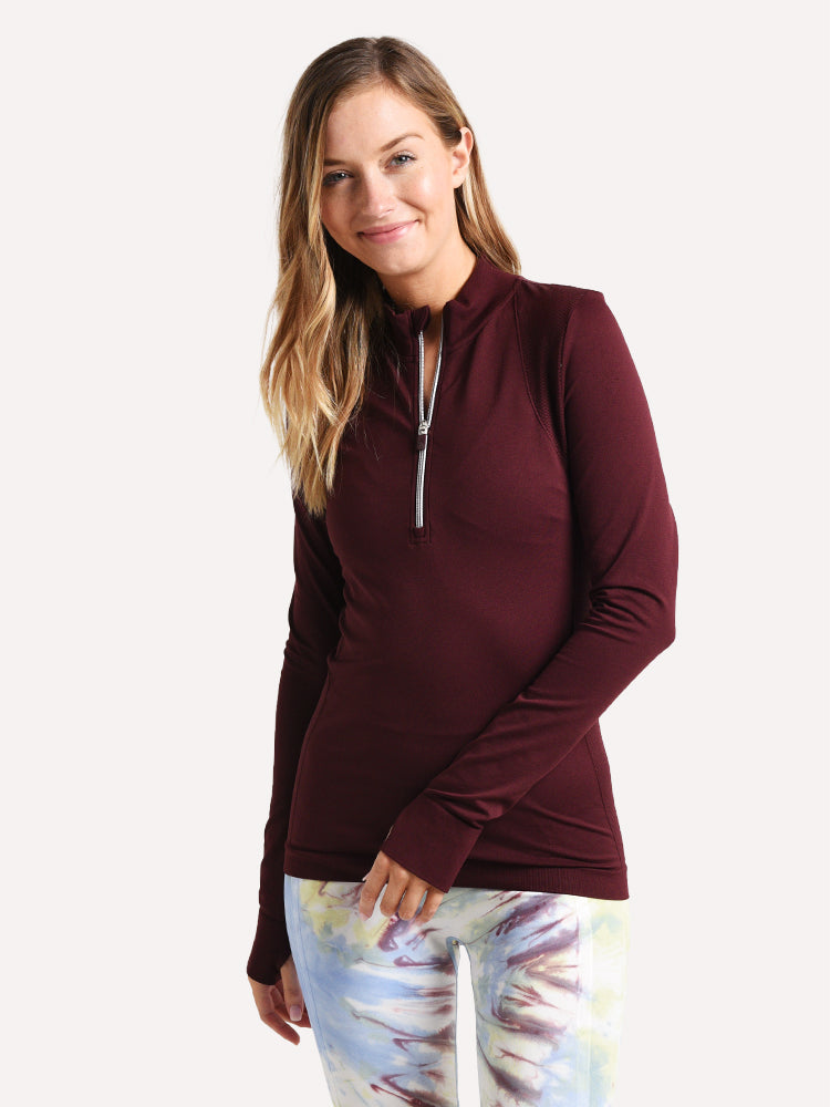 Tory Sport Seamless 1/4 Zip Pullover - Saint Bernard
