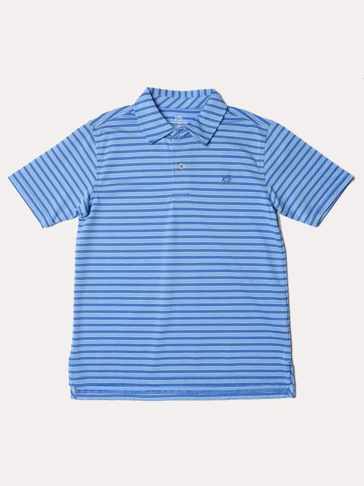 Southern Tide Boys' Bass Creek Stripe Performance Polo - Saint Bernard