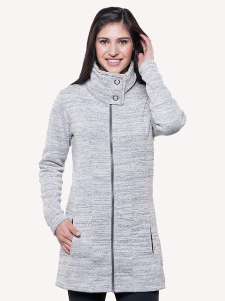 Kuhl Alaska Long Sweater Fleece Jacket Charcoal Full-Zip Knit Womens Size XS
