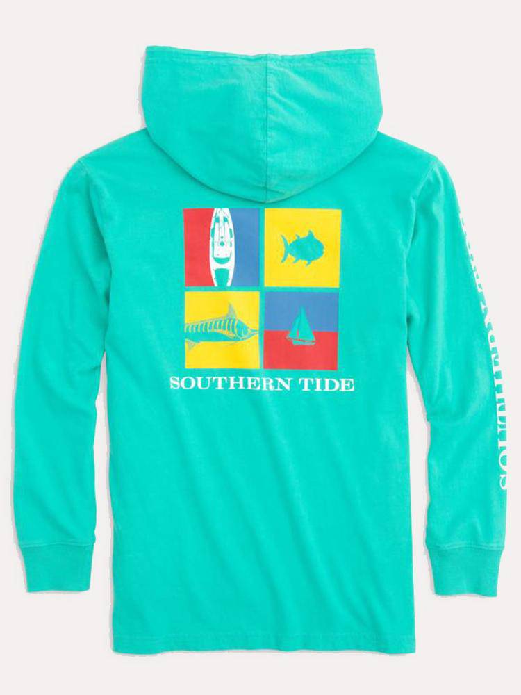 Southern Tide Boys' Nautical Flags Long Sleeve Hoodie T-Shirt - Saint Bernard