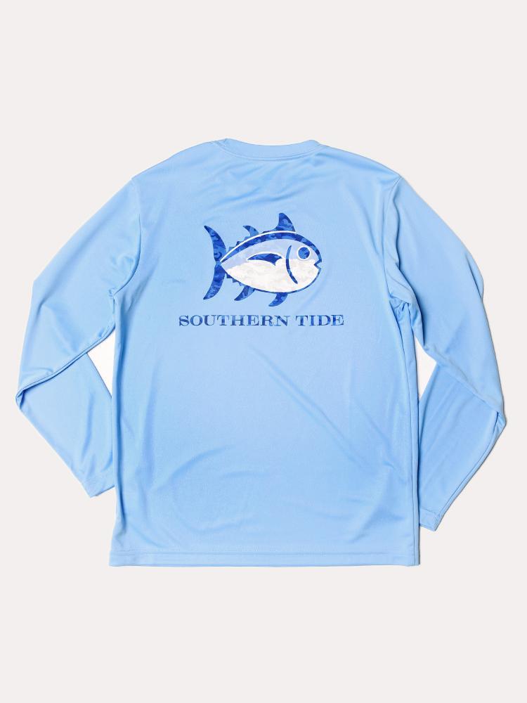 Southern Tide Boys' Camo Skipjack Long Sleeve Performance T-Shirt - Saint Bernard
