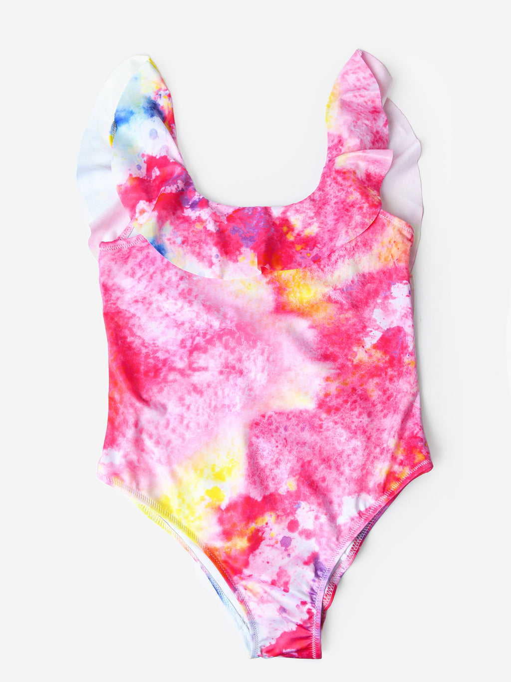 Stella Cove Girls' Ruffle Tie-Dye One-Piece Swimsuit - Saint Bernard