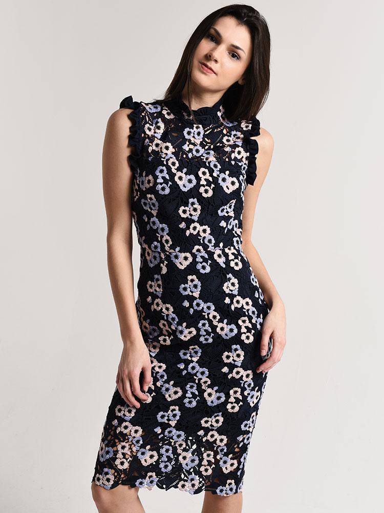 Monique Lhuillier Floral Sheath Dress - Saint Bernard