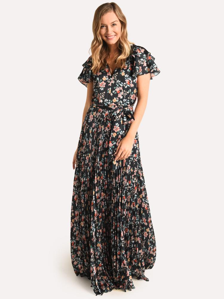 Monique Lhuillier Long Pleated Dress - Saint Bernard
