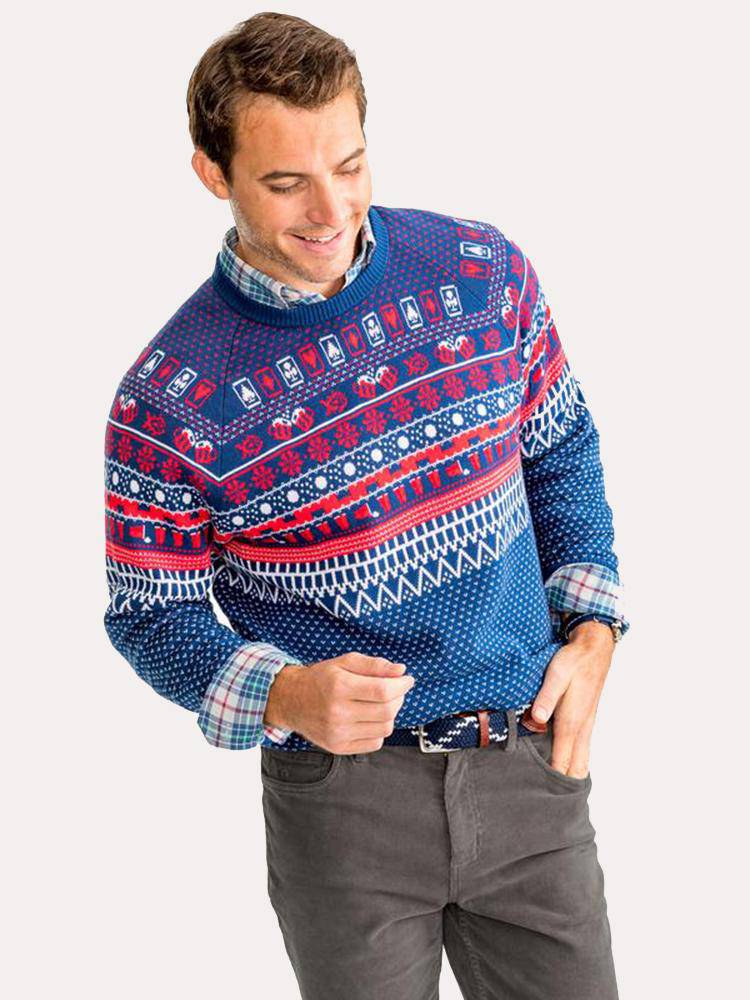 Southern Tide Men's Rendezvous Fair Isle Knit Sweater - Saint Bernard
