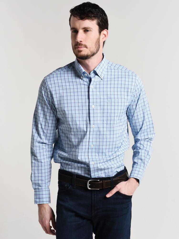 Southern Tide Men's Staycation Plaid Intercoastal Performance Shirt - Saint Bernard