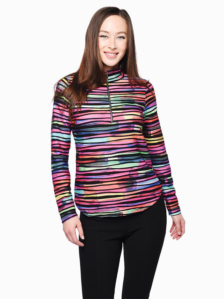 Sno Skins Twisted Print ½ Zip Neck Baselayer Top - Saint Bernard
