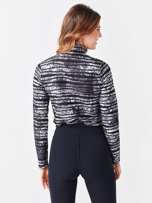 Sno Skins Women's Sport Twisted Print Zip Neck Top