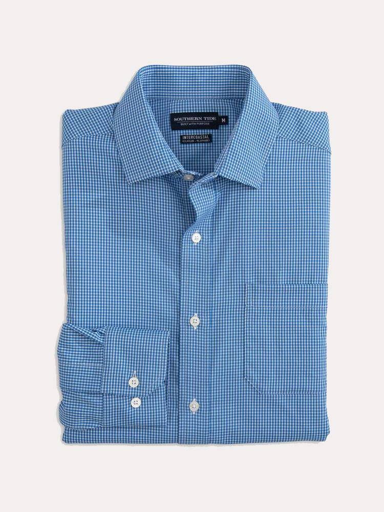 Southern Tide Men's Pitons Plaid BRRR Intercoastal Performance Shirt - Saint Bernard
