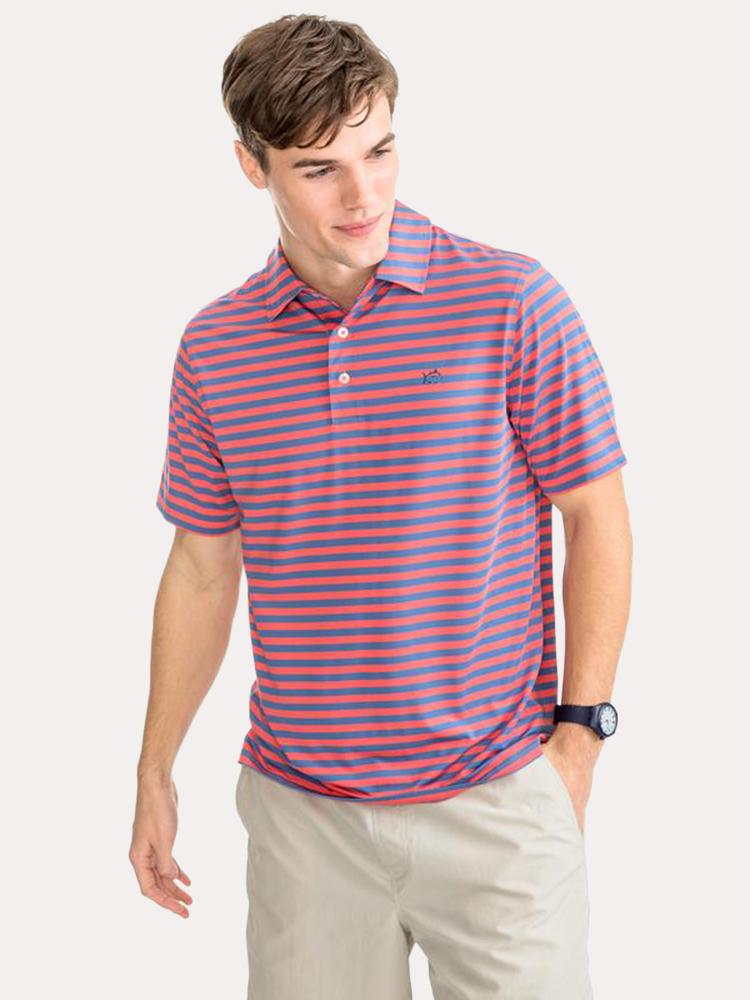 Southern Tide Men's Sonar Stripe Performance Polo - Saint Bernard