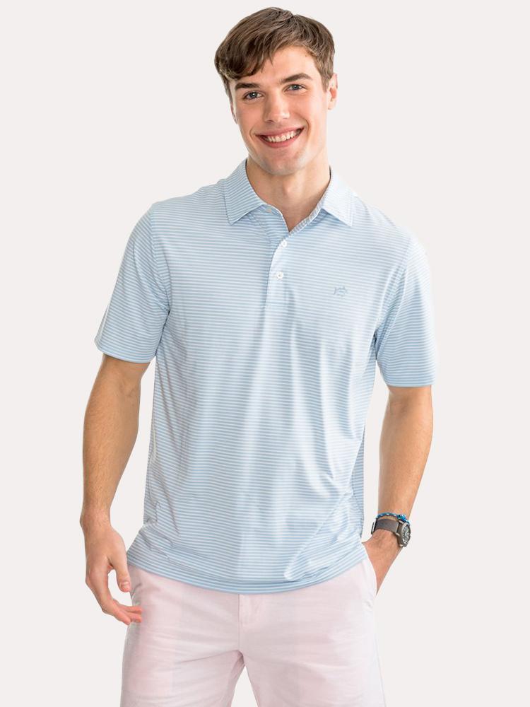 Southern Tide Men's Short Sleeve Tryall Stripe Performance Polo - Saint Bernard