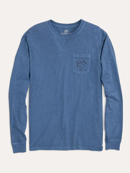 Southern Tide Men's Long Sleeve Tonal Original Skipjack Garment Dyed Tee