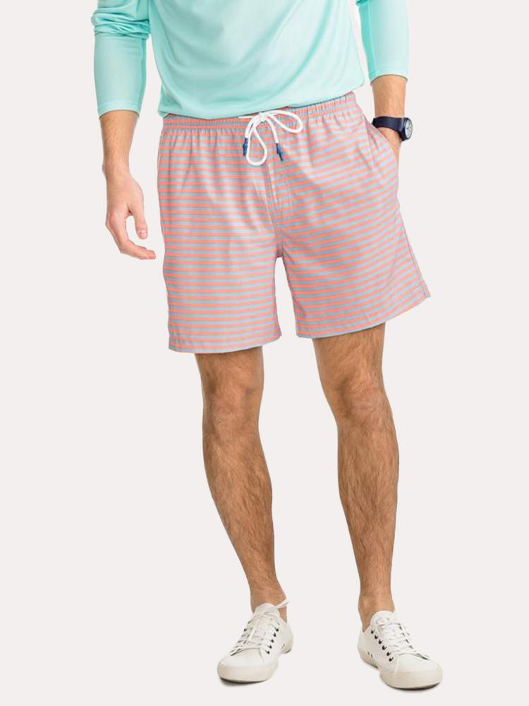 Southern Tide Men's Trunk Bay Stripe Swim Trunk - Saint Bernard