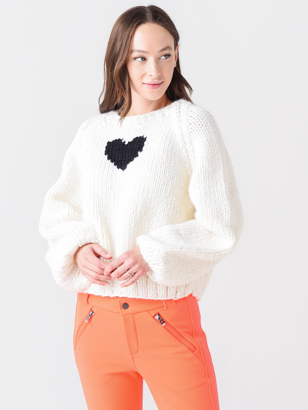 Gogo Women's Heart Pullover Sweater - Saint Bernard