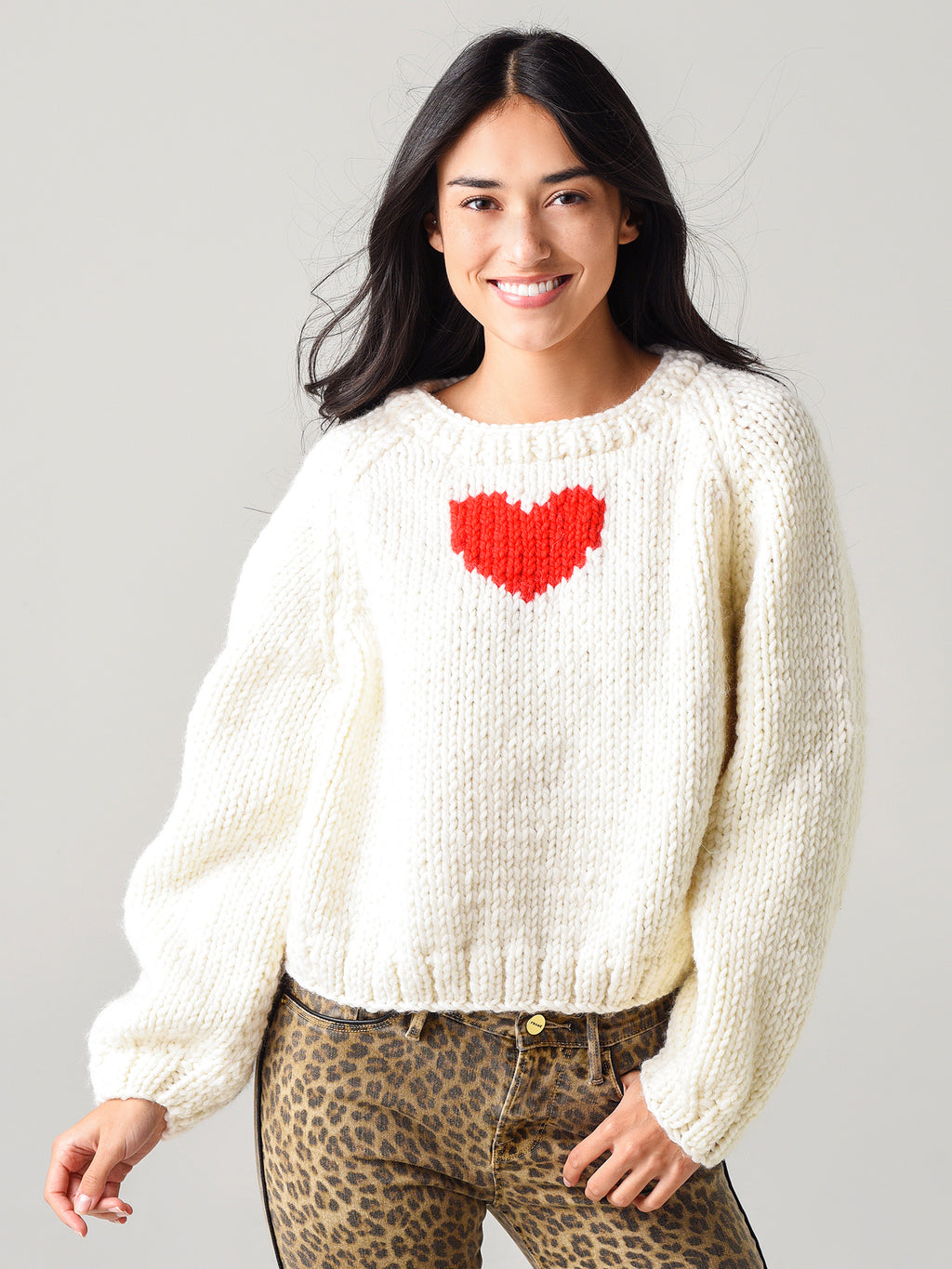 Gogo Women's Heart Pullover Sweater - Saint Bernard