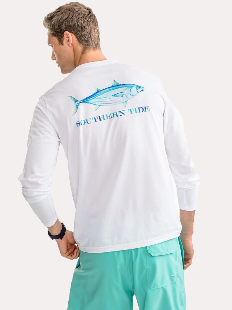 Southern Tide Men's Long Sleeve Watercolor Skipjack Performance Tee - Saint Bernard