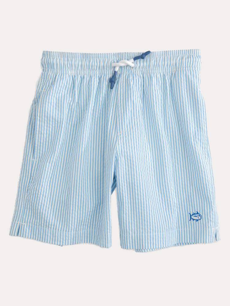 Southern Tide Boys' Seersucker Swim Trunk - Saint Bernard