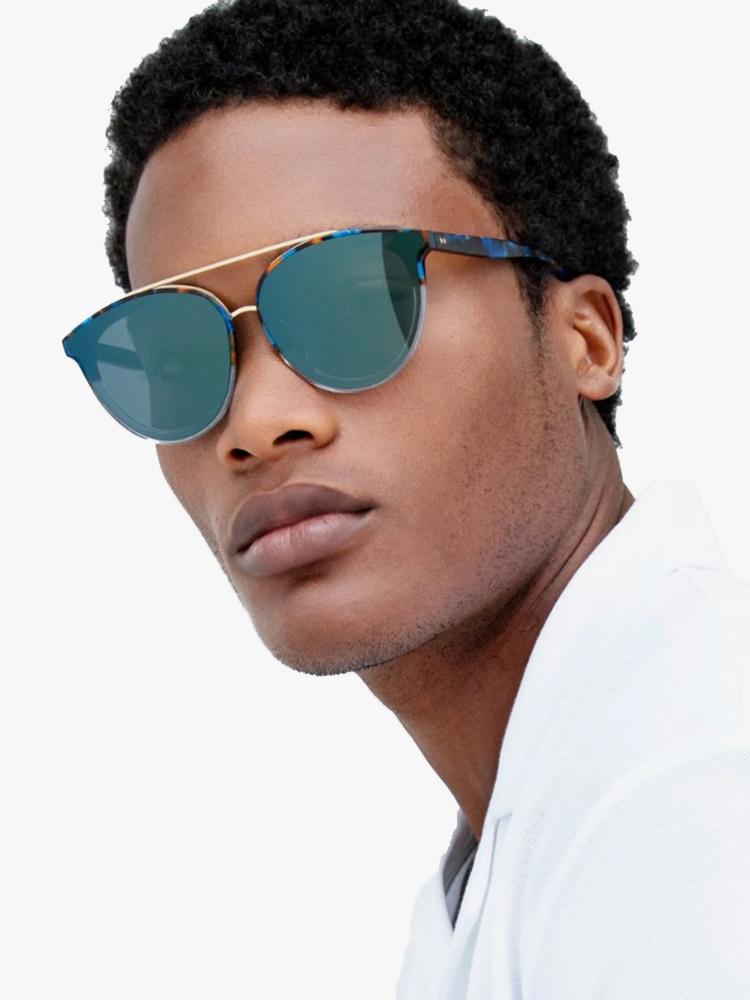 Krewe Clio Nylon Blue Steel To Crystal 24K Sunglasses - Saint Bernard