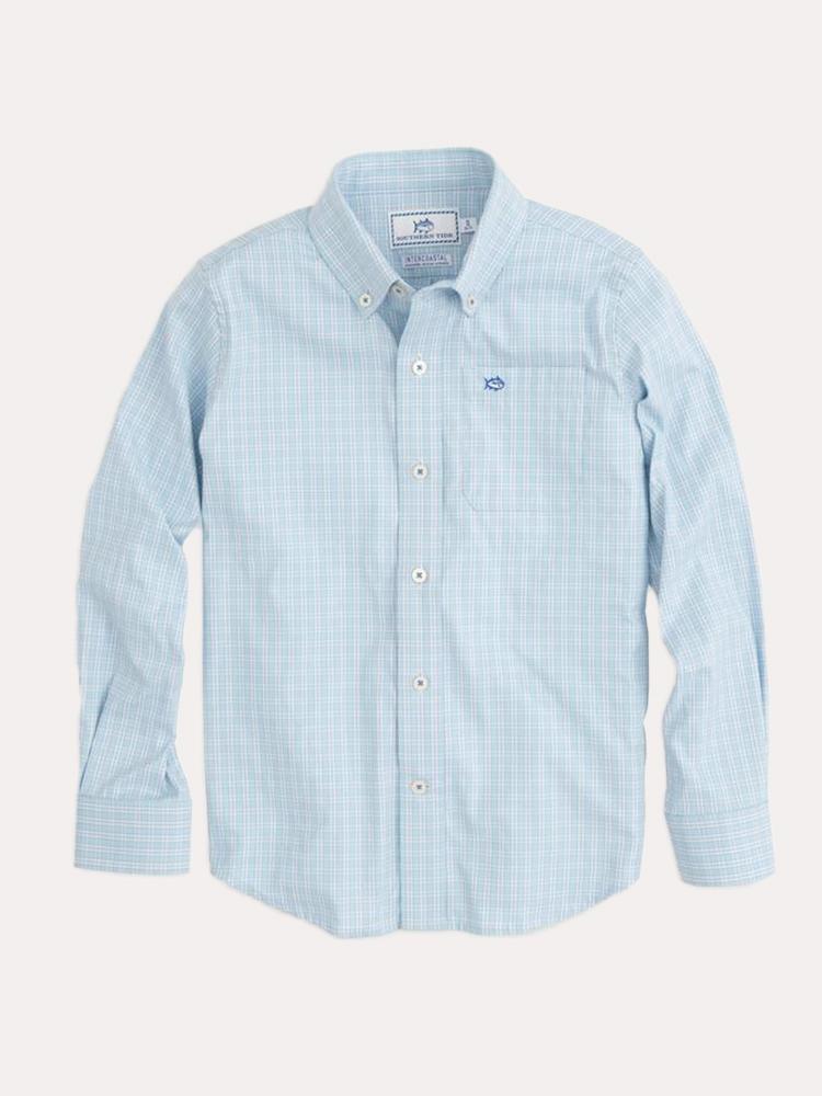 Southern Tide Boys' Belmont Estate Check Intercoastal Performance Shirt - Saint Bernard