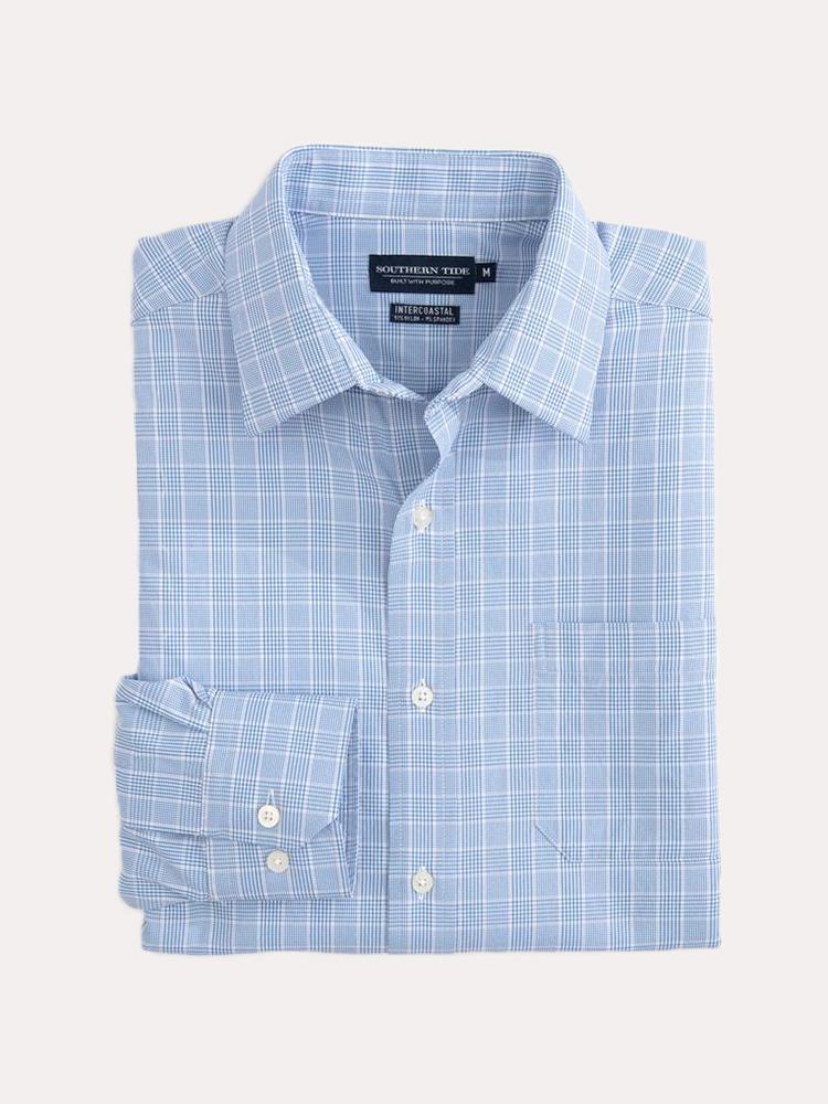 Southern Tide Men's Marsh Plaid Brrr Intercoastal Performance Shirt - Saint Bernard