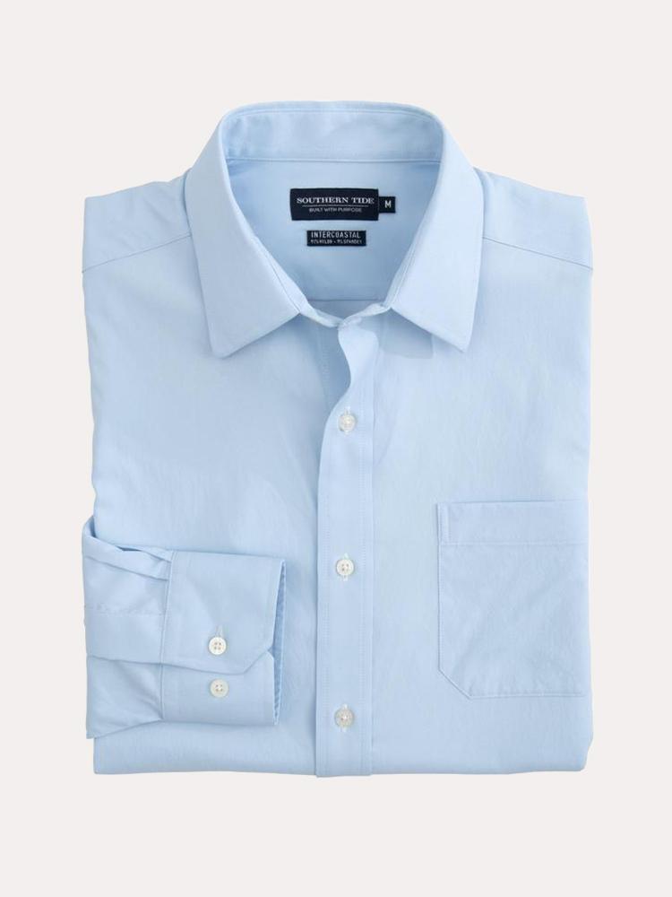 Southern Tide Men's Harbor River Solid BRRR Intercoastal Performance Sport Shirt - Saint Bernard