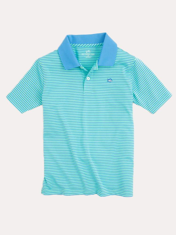 Southern Tide Boys' Fort Fredrik Stripe Performance Polo - Saint Bernard