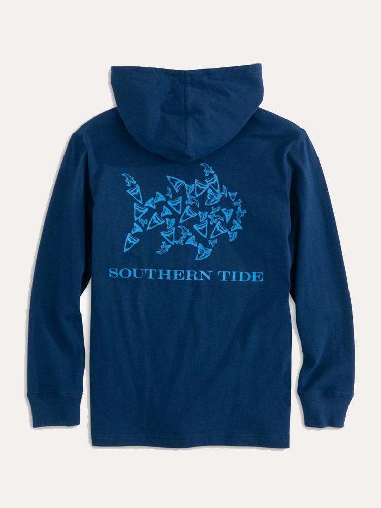 Southern Tide Boys' Long Sleeve Shark Teeth Skipjack Hoodie Tee - Saint Bernard