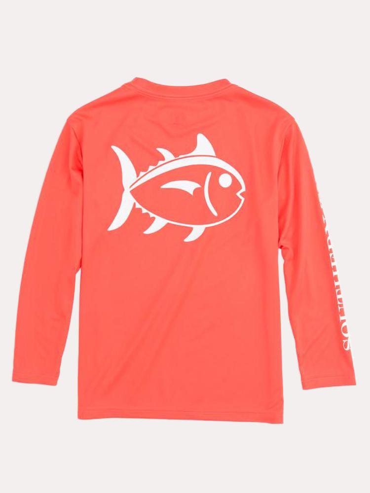 Southern Tide Boys' Longlseeve Outline Skipjack Performance T Shirt - Saint Bernard