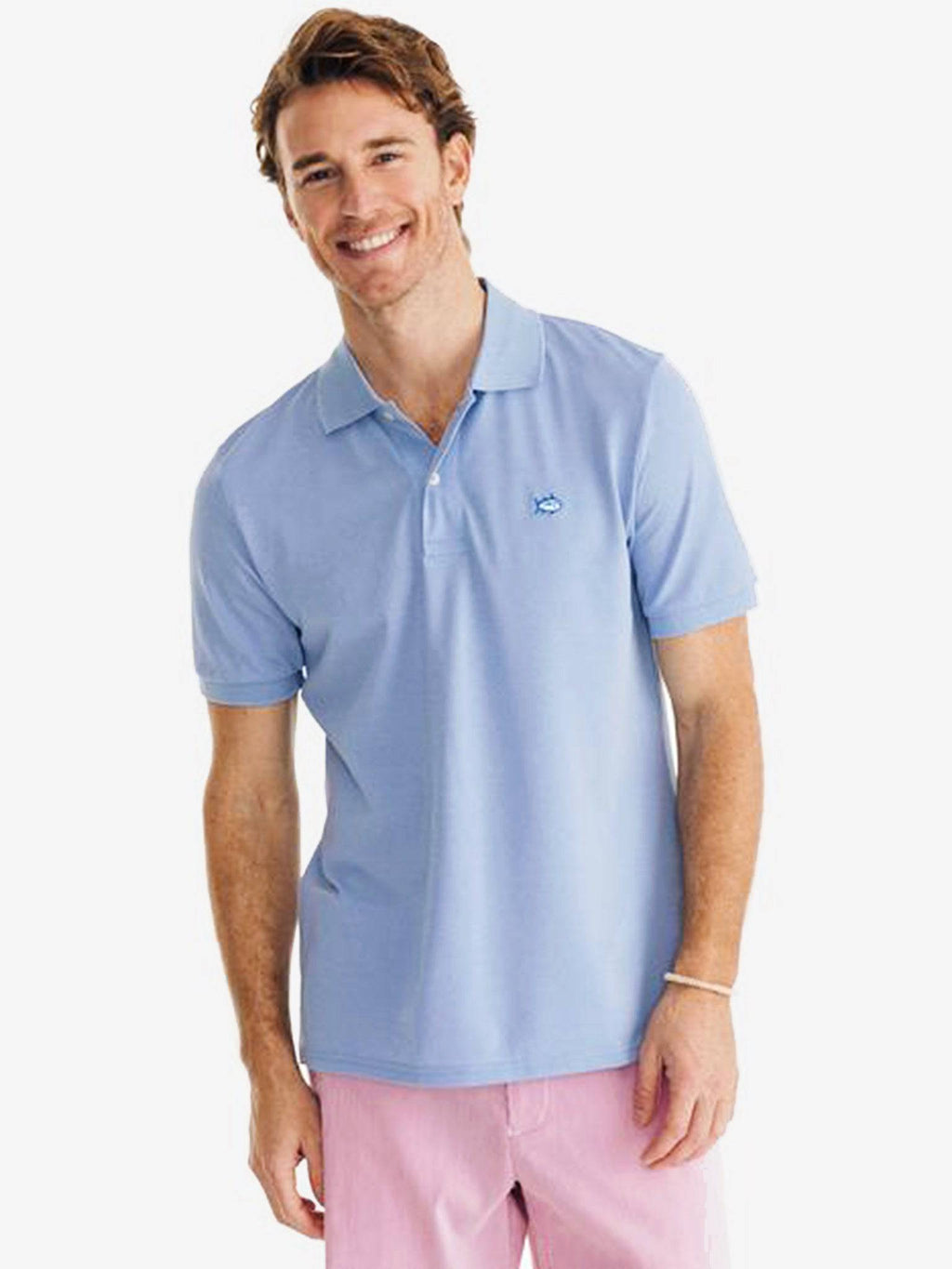 Southern Tide Men's Short Sleeve Jack Heather Performance Pique Polo - Saint Bernard