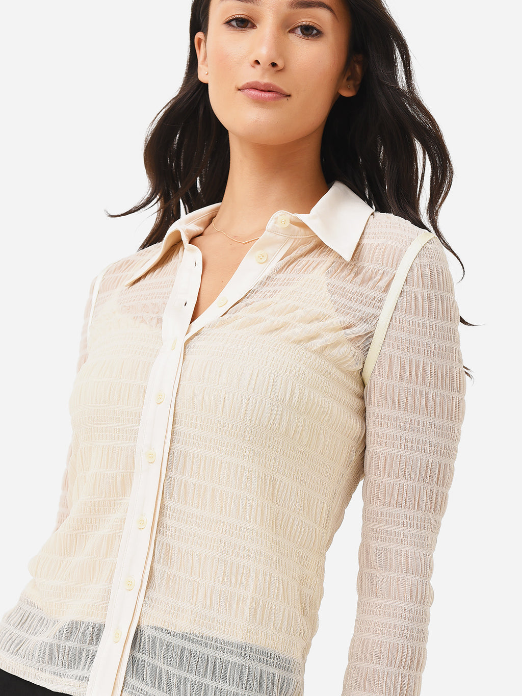 Simkhai Women's Robin Seersucker Mesh Top - Saint Bernard