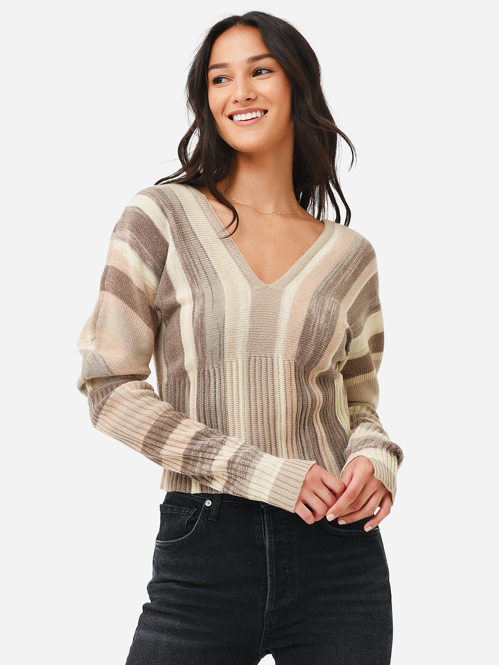Simkhai Women's Jasmina Brushstroke Stripe Wool-Blend Sweater - Saint Bernard
