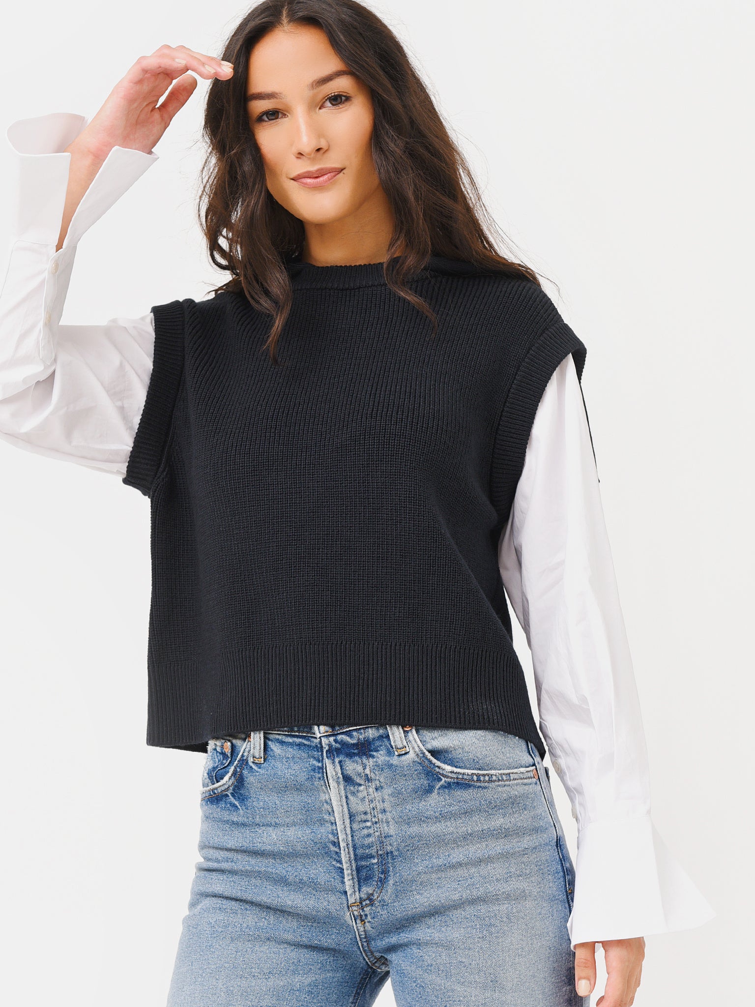 Jonathan Simkhai Women's Debbie Knit Poplin Shirt Vest - Saint Bernard