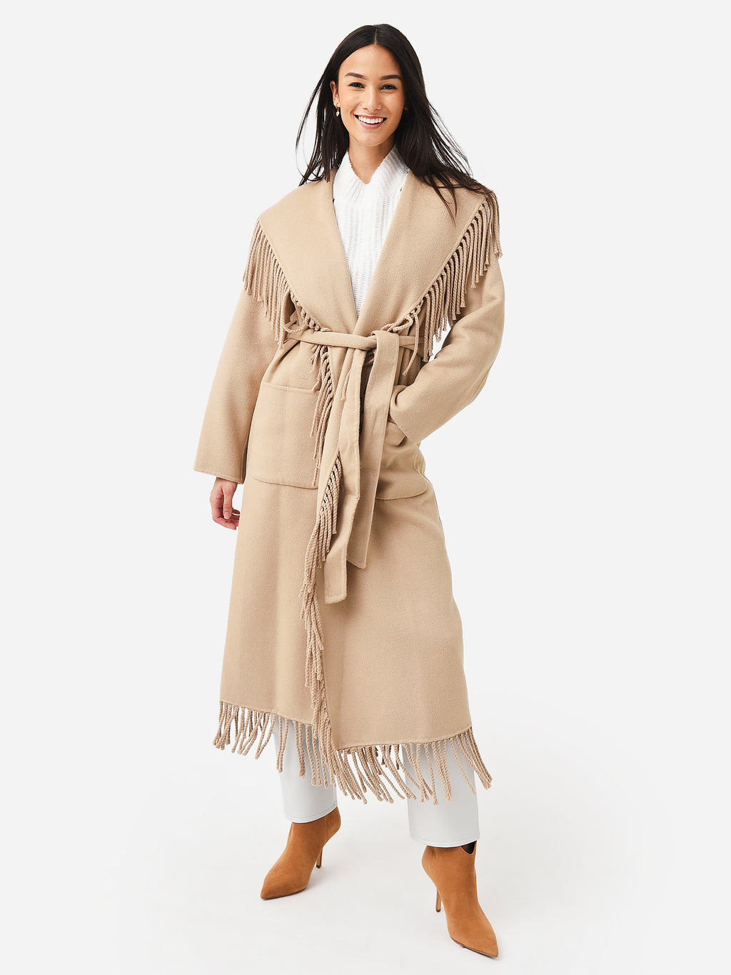 Fringe Robe Simkhai Women's Carrie Fringe Wool-Blend Robe Coat – Saint Bernard