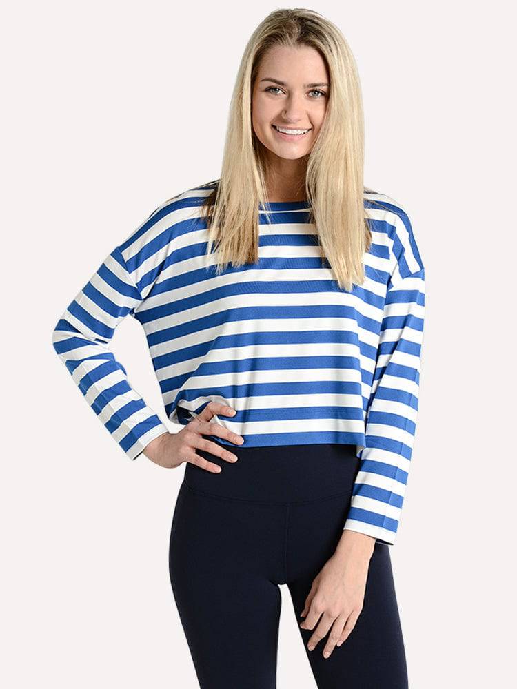 Tory Sport Performance Stripe Long Sleeve Top - Saint Bernard