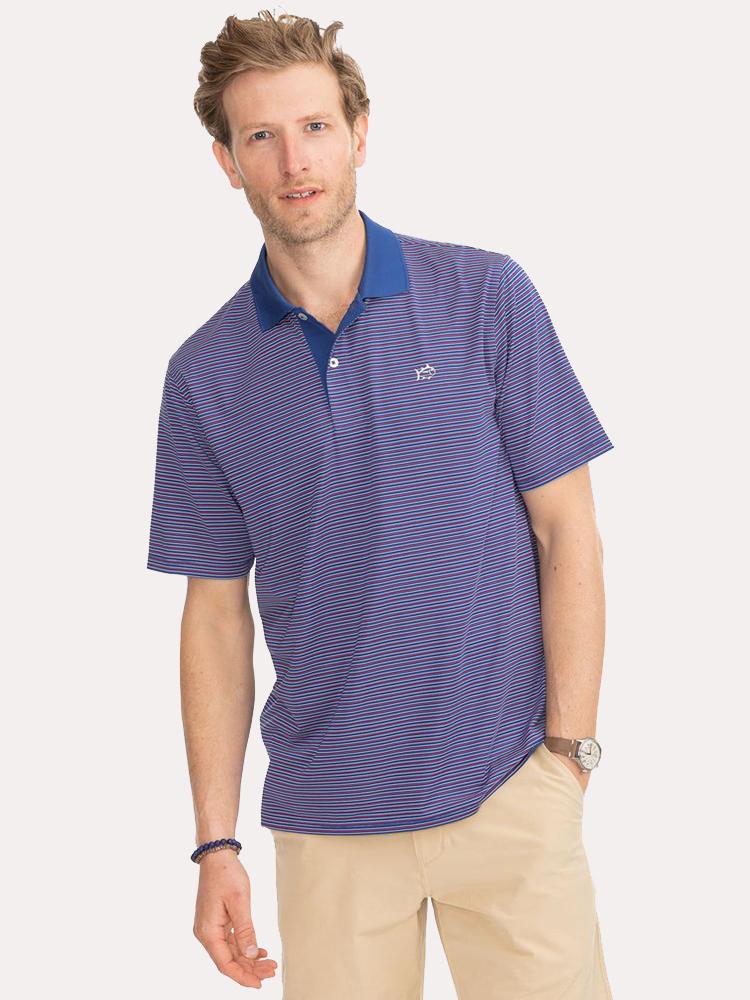 Southern Tide Men's Fireworks Striped Performance Polo - Saint Bernard