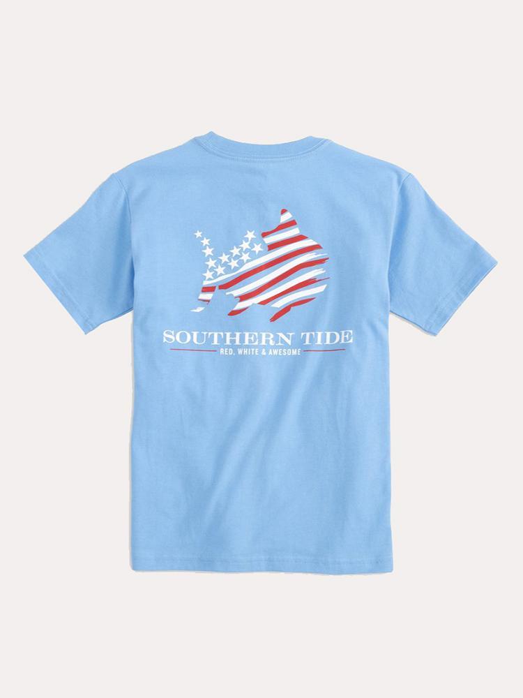 Southern Tide Boys' Red, White & Awesome T-shirt - Saint Bernard