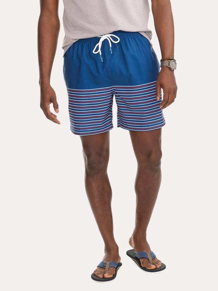 Southern Tide Fireworks Stripe Swim Trunk - Saint Bernard