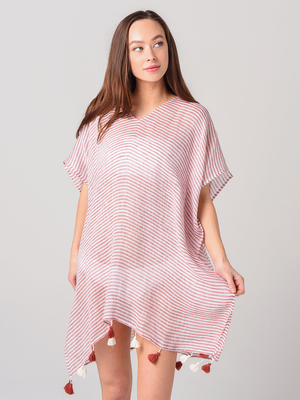 Seafolly Women's Bali Hai Linen Stripe Kaftan - Saint Bernard